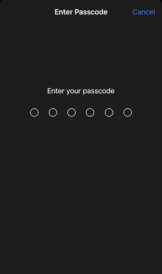 🌷Step 5: Enter the correct mobile device passcode.